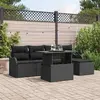 Image de vidaXL Ensemble de sièges d'extérieur 6 pcs Noir Poly rotin