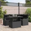 Image de vidaXL Ensemble de repas extérieur avec coussin 5 pcs Noir Poly rotin