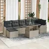 Image de vidaXL Ensemble de canapé de jardin 8 pcs Gris clair Poly rotin
