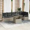 Image de vidaXL Ensemble de canapé de jardin 7 pcs Gris clair polyrotin