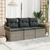Image de vidaXL Ensemble de canapé de jardin avec coussin 3 pcs Gris Poly rotin