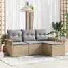 Image de vidaXL Ensemble de canapé de jardin 4 pcs Beige Poly rotin