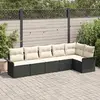 Image de vidaXL Ensemble de canapé de jardin avec coussin 6 pcs Noir Poly rotin