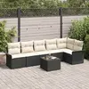 Image de vidaXL Ensemble de canapé de jardin avec coussin 7 pcs Noir Poly rotin