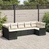 Image de vidaXL Ensemble de canapé de jardin 7 pcs Noir Poly rotin