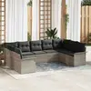 Image de vidaXL Ensemble de canapé de jardin 9 pc Gris clair polyrotin