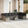Image de vidaXL Ensemble de canapé de jardin 11 pcs Noir polyrotin