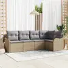 Image de vidaXL Ensemble de canapé de jardin 5 pcs Beige polyrotin