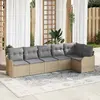 Image de vidaXL Ensemble de canapé de jardin 6 pcs Beige polyrotin