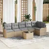 Image de vidaXL Ensemble de canapé de jardin avec coussin 7 pcs Noir Poly rotin