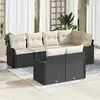 Image de vidaXL Ensemble de canapé de jardin 7 pcs Noir Poly rotin