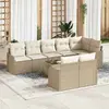 Image de vidaXL Ensemble de canapé de jardin 9 pcs Beige et blanc polyrotin