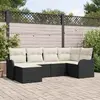 Image de vidaXL Ensemble de canapé de jardin 6 pcs Noir et blanc Poly rotin