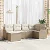 Image de vidaXL Ensemble de canapé de jardin 6 pcs Beige et blanc Poly rotin
