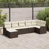 Image de vidaXL Ensemble de canapé de jardin 7 pcs Marron et blanc Poly rotin
