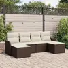 Image de vidaXL Ensemble de canapé de jardin 6 pcs Marron et blanc Poly rotin