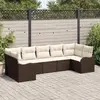 Image de vidaXL Ensemble de canapé de jardin 7 pcs Marron et blanc Poly rotin