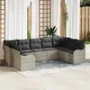 Image de vidaXL Ensemble de canapé de jardin 9 pcs Gris clair polyrotin
