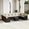 Image de vidaXL Ensemble de canapé de jardin 11 pcs Marron et blanc polyrotin