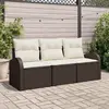 Image de vidaXL Ensemble de canapé de jardin 3 pcs Marron et blanc Poly rotin