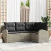 Image de vidaXL Ensemble de canapé de jardin 4 pcs Gris clair polyrotin