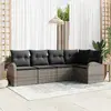 Image de vidaXL Ensemble de canapé de jardin avec coussin 5 pcs Gris polyrotin