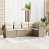 Image de vidaXL Ensemble de canapé de jardin 5 pcs Beige et blanc polyrotin