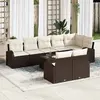 Image de vidaXL Ensemble de canapé de jardin 9 pcs Marron et blanc polyrotin