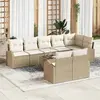 Image de vidaXL Ensemble de canapé de jardin 9 pcs Beige et blanc polyrotin