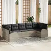 Image de vidaXL Ensemble de canapé de jardin 7 pcs Gris clair polyrotin
