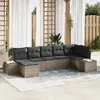 Image de vidaXL Ensemble de canapé de jardin avec coussin 7 pcs Gris Poly rotin