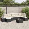 Image de vidaXL Ensemble de canapé de jardin avec coussin 7 pcs Noir polyrotin