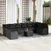 Image de vidaXL Ensemble de canapé de jardin 11 pcs Noir polyrotin
