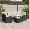 Image de vidaXL Ensemble de canapé de jardin 7 pcs Noir et Crème polyrotin