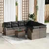 Image de vidaXL Ensemble de canapé de jardin avec stockage 9 pcs Gris polyrotin