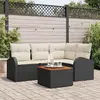 Image de vidaXL Ensemble de canapé de jardin 5 pcs Noir et Crème polyrotin
