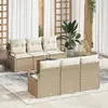 Image de vidaXL Ensemble de canapé de jardin 7 pcs Beige et crème polyrotin