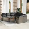 Image de vidaXL Ensemble de canapé de jardin avec stockage 9 pcs Gris polyrotin