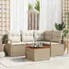 Image de vidaXL Ensemble de canapé de jardin 5 pcs Beige et crème polyrotin