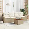 Image de vidaXL Ensemble de canapé de jardin 5 pcs Beige et crème polyrotin