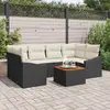 Image de vidaXL Ensemble de canapé de jardin 7 pcs Noir et Crème polyrotin