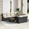 Image de vidaXL Ensemble de canapé de jardin 9 pcs Noir et Crème polyrotin