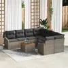 Image de vidaXL Ensemble de canapé de jardin avec stockage 9 pcs Gris polyrotin