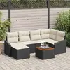 Image de vidaXL Ensemble de canapé de jardin 7 pcs Noir et Crème polyrotin
