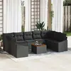 Image de vidaXL Ensemble de canapé de jardin 10 pcs Noir polyrotin