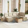 Image de vidaXL Ensemble de canapé de jardin 7 pcs Beige et blanc