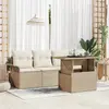 Image de vidaXL Ensemble de canapé de jardin 5 pcs Beige Poly Rattan