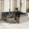 Image de vidaXL Ensemble de canapé de jardin 9 pcs Gris clair Poly Rattan