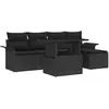 Image de vidaXL Ensemble de canapé de jardin avec coussin 6 pcs Noir Poly rotin