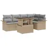 Image de vidaXL Ensemble de canapé de jardin 6 pcs Beige Poly rotin